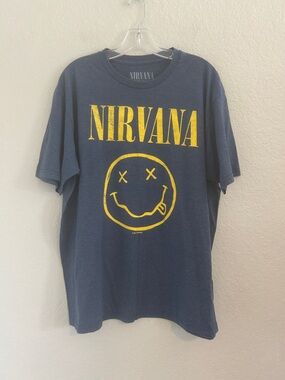 NIRVANA Navy and Yellow Smiley Tee